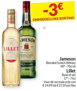 Intermarché Jameson Blended Scotch Whisky of Lillet Rosé of wit 17° aanbieding