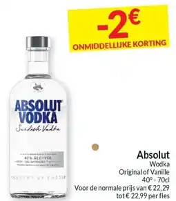 Intermarché Absolut Wodka Original of Vanille 40° aanbieding