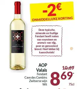 Intermarché AOP Valais Fendant Cave des Combins Zwitserse wijn aanbieding