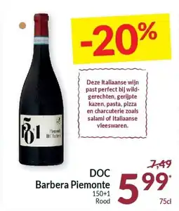Intermarché DOC Barbera Piemonte 150+1 Rood aanbieding