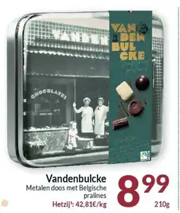 Intermarché Vandenbulcke Metalen doos met Belgische pralines aanbieding