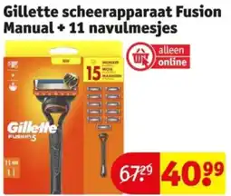 Kruidvat Gillette scheerapparaat Fusion Manual + 11 navulmesjes aanbieding