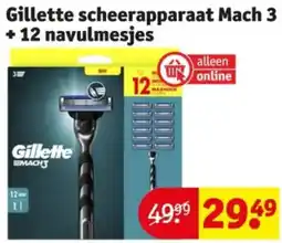 Kruidvat Gillette scheerapparaat Mach 3 +12 navulmesjes aanbieding