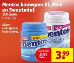 Kruidvat Mentos kauwgom XL Mint en Sweetmint aanbieding