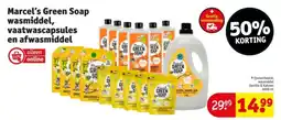Kruidvat Marcel's Green Soap wasmiddel, vaatwascapsules en afwasmiddel aanbieding