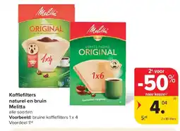 Carrefour Koffieflters naturel en bruin Melitta aanbieding