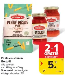 Carrefour Pasta en sauzen Bertolli aanbieding