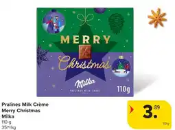 Carrefour Pralines Milk Crème Merry Christmas Milka aanbieding