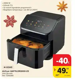Carrefour Airfryer HAF11LDR2000-25 aanbieding