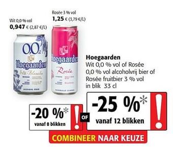 Colruyt Hoegaarden wit of rosée alcoholvrij bier of rosée fruitbier aanbieding