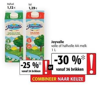 Colruyt Joyvalle volle of halfvolle aa melk aanbieding