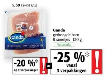 Colruyt Ganda gedroogde ham aanbieding