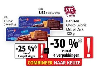 Colruyt Bahlsen choco leibniz milk of dark aanbieding
