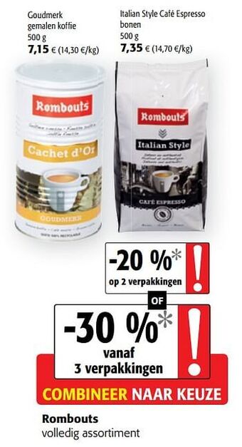 Colruyt Rombouts volledig assortiment aanbieding