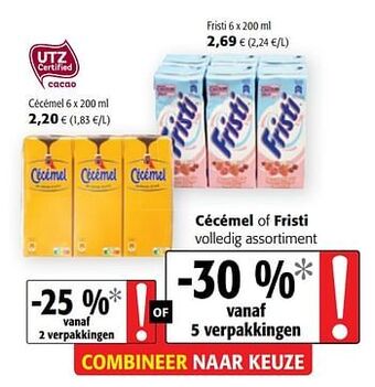 Colruyt Cécémel of fristi volledig assortiment aanbieding