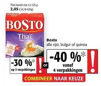 Colruyt Bosto alle rijst, bulgur of quinoa aanbieding