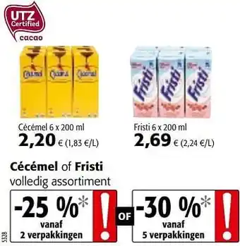 Colruyt Cécémel of fristi volledig assortiment aanbieding