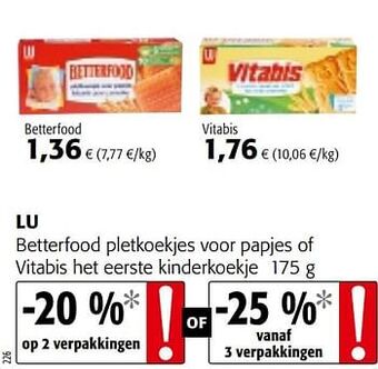 Colruyt Lu betterfood pletkoekjes voor papjes of vitabis het eerste kinderkoekje aanbieding