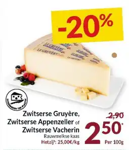 Intermarché Zwitserse Gruyère, Zwitserse Appenzeller of Zwitserse Vacherin Rauwmelkse kaas aanbieding