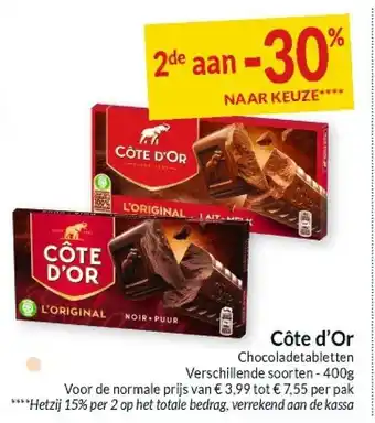 Intermarché Côte d'Or Chocoladetabletten aanbieding