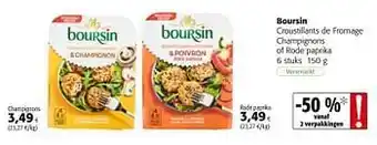 Colruyt Boursin croustillants de fromage champignons of rode paprika aanbieding