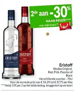 Intermarché Eristoff Wodka Original, Red, Pink, Passion of Black aanbieding