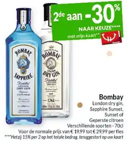 Intermarché Bombay London dry gin, Sapphire Sunset, Geperste citroen aanbieding