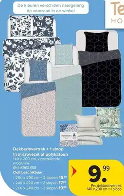 Carrefour Dekbedovertrek + 1 sloop in microvezel of polykatoen aanbieding
