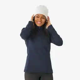 Decathlon Thermoshirt voor dames BL TOP 500 halve rits marineblauw aanbieding