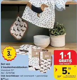 Carrefour Set van 2 keukenhanddoeken aanbieding