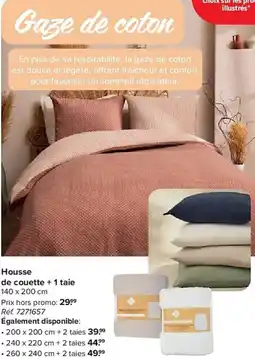 Carrefour Housse de couette + 1 taiGaze de coton aanbieding