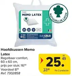 Carrefour Hoofdkussen Memo Latex aanbieding
