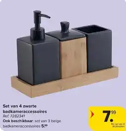 Carrefour Set van 4 zwarte badkameraccessoires aanbieding