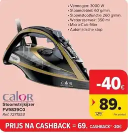 Carrefour Calor Stoomstrijkijzer FV9839C0 aanbieding