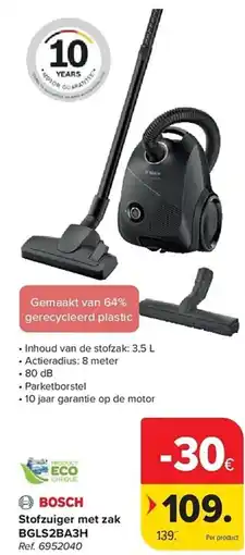 Carrefour Bosch Stofzuiger met zak BGLS2BA3H aanbieding