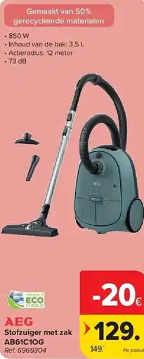 Carrefour AEG Stofzuiger met zak AB61C10G aanbieding