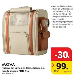 Carrefour Mova Rugzak om katten en kleine honden in mee te dragen PB10 Pro aanbieding