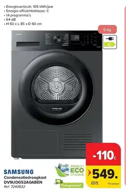 Carrefour Samsung Condensatiedroogkast DV9UDG52AOABEN aanbieding