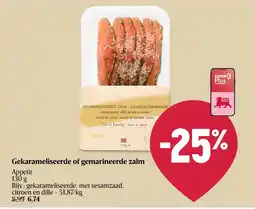 Delhaize Gekarameliseerde of gemarineerde zalm aanbieding