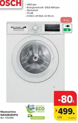 Carrefour Bosch Wasmachine WAN282E4FG aanbieding