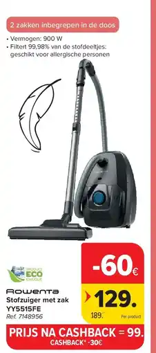 Carrefour Stofzuiger met zak YY5515FE aanbieding