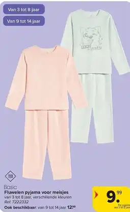 Carrefour Basic Fluwelen pyjama voor meisjes aanbieding