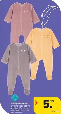 Carrefour 1-delige fluwelen pyjama voor baby's aanbieding