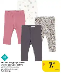 Carrefour Set van 2 leggings in een warme stof voor baby's aanbieding