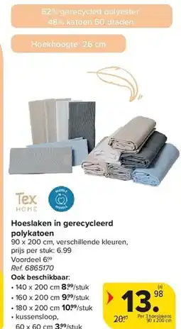 Carrefour Hoeslaken in gerecycleerd polykatoen aanbieding