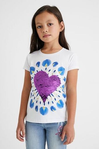 Desigual T-shirt met boho-print van een hart - WHITE - 7/8 aanbieding