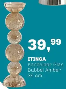 Trendhopper Itinga Kandelaar Glas Bubbel Amber aanbieding