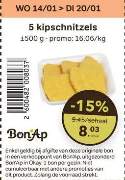 Bon Ap 5 kipschnitzels aanbieding