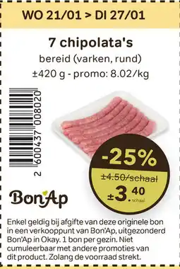 Bon Ap 7 Chipolata's aanbieding
