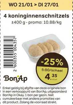 Bon Ap 4 Koninginnenschnitzels aanbieding
